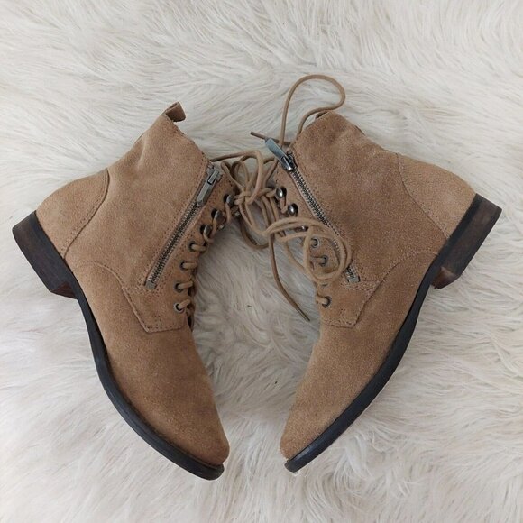 Sam Edelman Mackay Womens Size 6 Ankle Boots Brown Nubuck Side Zip Combat Style - Picture 9 of 11